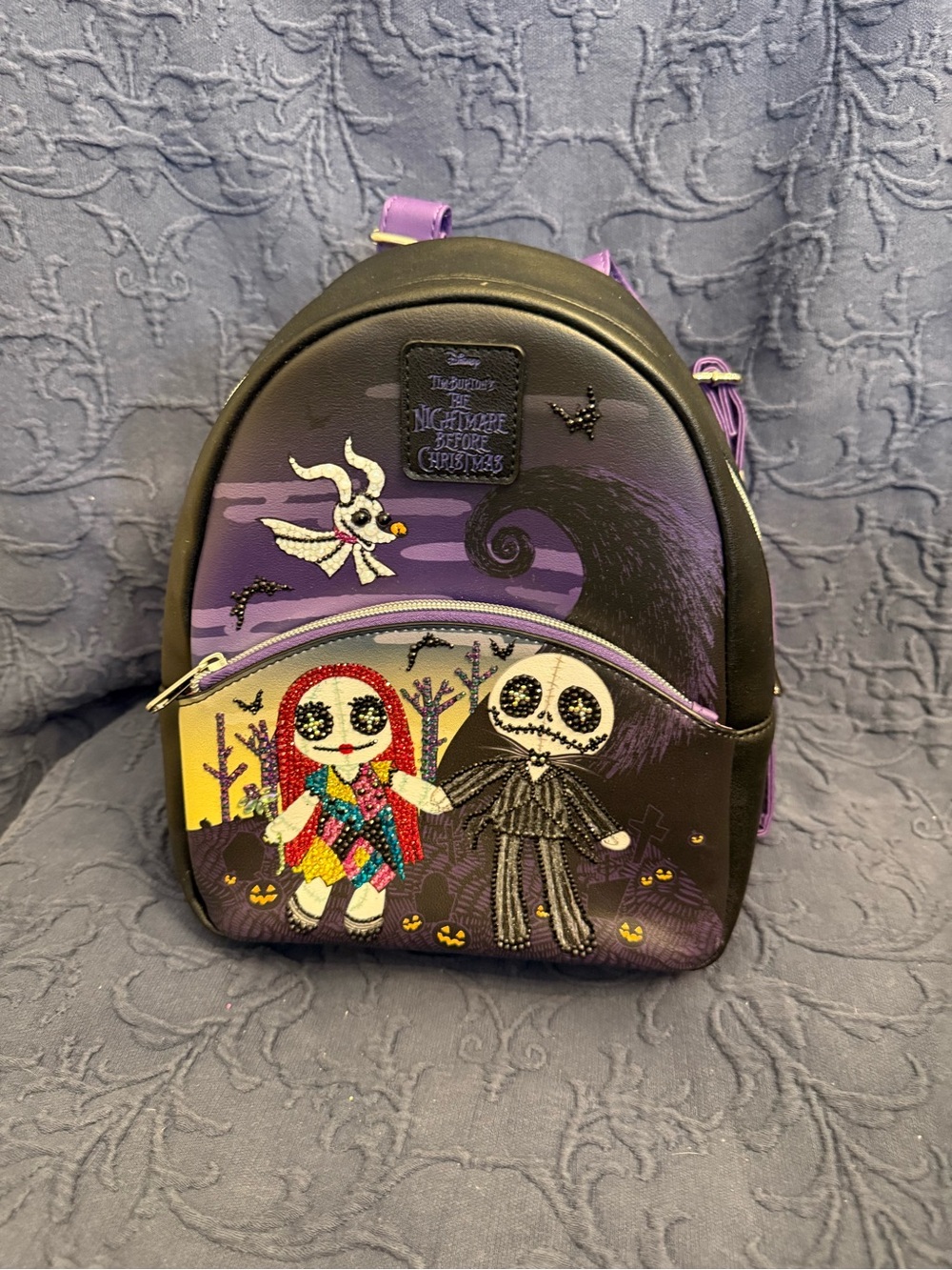 DISNEY The Nightmare Before Christmas Kids Purple Mini Backpack - Jack & Sally